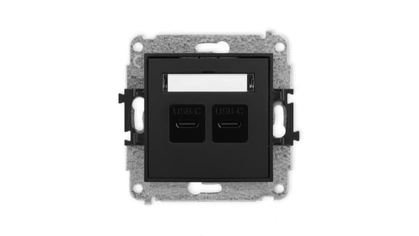 ICON Dobbelt USB-oplader mekanisme 2xUSB-C, 20W maks. sort mat 12ICUSB-7