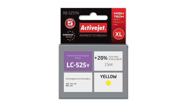 ACTIVEJET BROTHER BLÆK LC525Y GUL AB-525YN