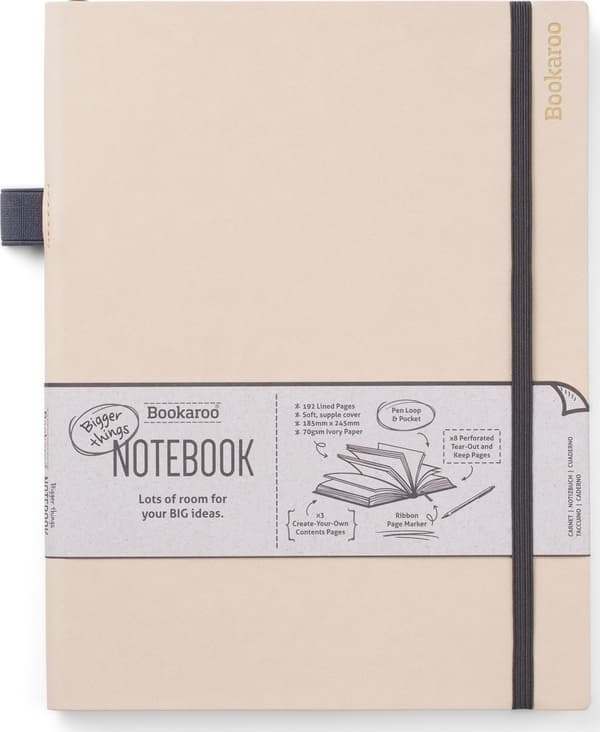 Bookaroo Notesbog Journal stor - Cremefarvet