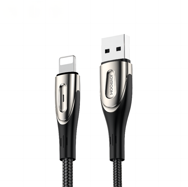 Joyroom Sharp Series S-M411 USB-A/Lightning 3A-kabel 1,2 m med ladeindikator – Sort