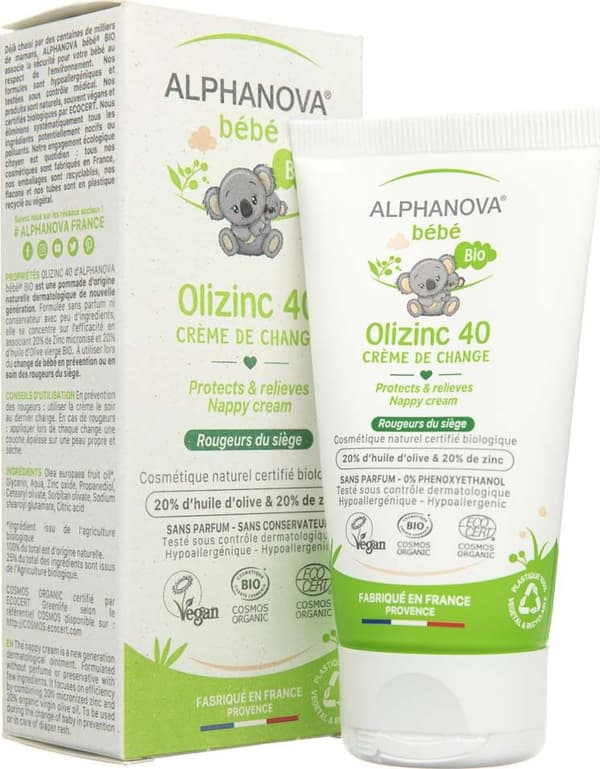 Alphanova Bebe Alphanova Bebe, Anti-fordampningscreme, Olizinc 40, 50 g