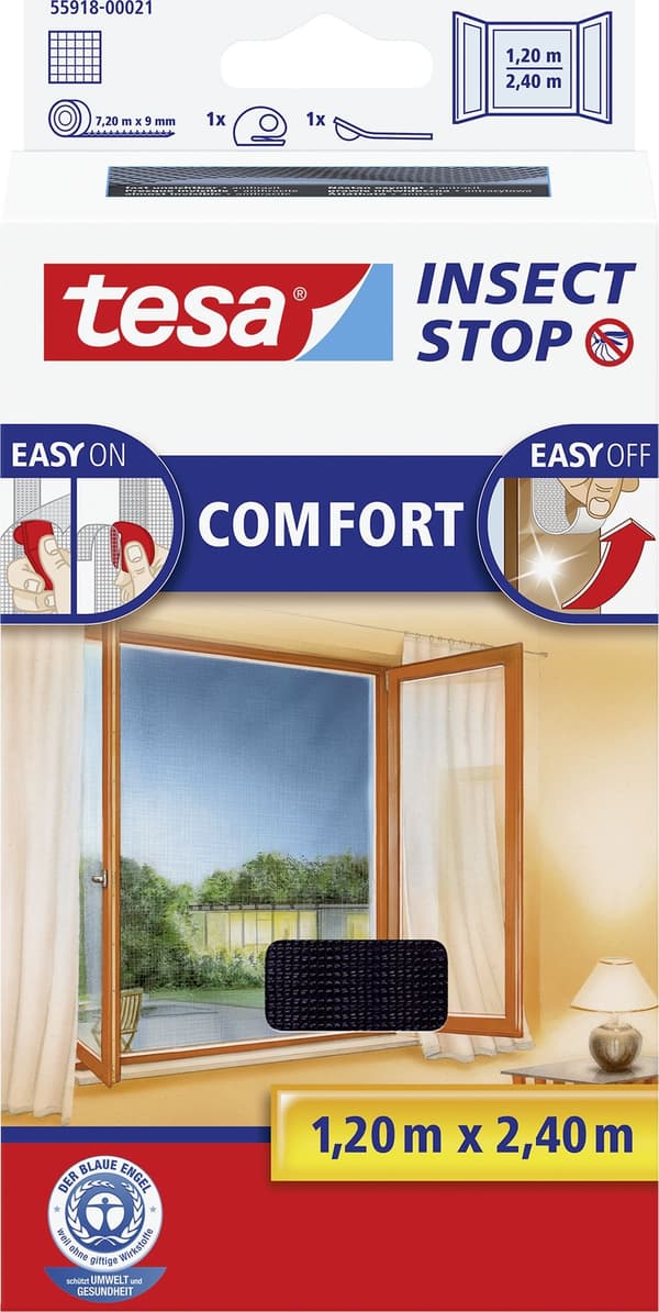 Tesa Insect Stop ikkunoihin tarranauhalla 1,2x2,4m Musta 55918