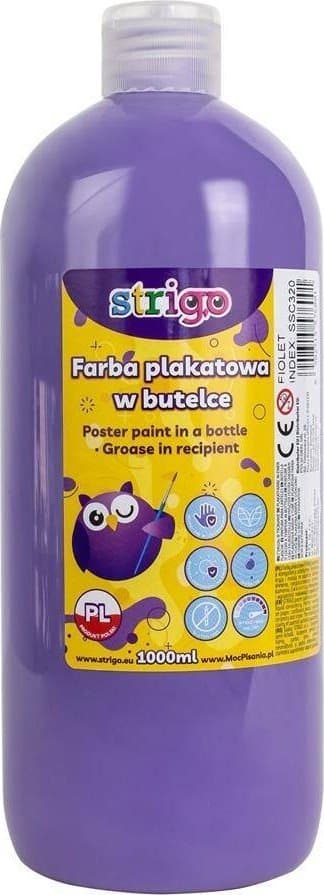 Plakatmaling i flaske 1000ml lilla STRIGO