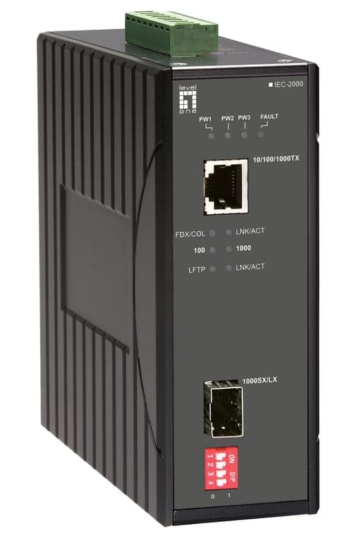 LevelOne IEC-2000 netværksomformer til medie 1000 Mbit/s Sort