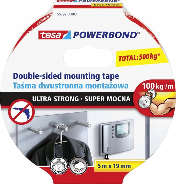 Tesa Powerbond Ultra Strong monteringstejp 5 m 19 mm