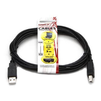 USB Logo USB-A-kabel - USB-B 3 m Grå (10219)