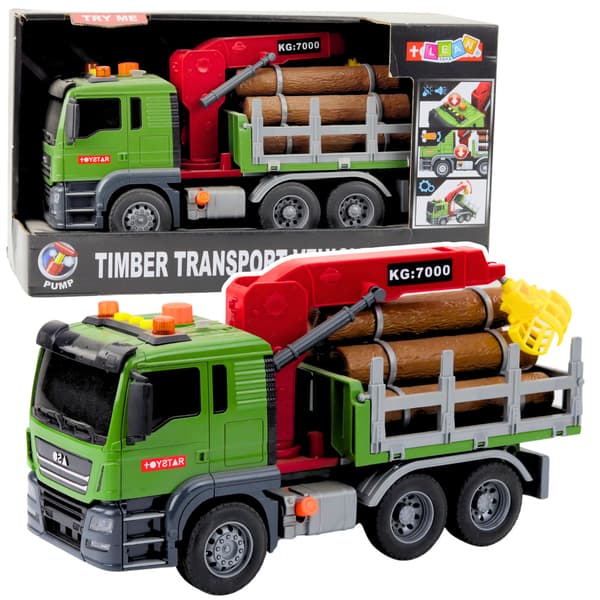 Lastbil Tømmertransport Kran Stammer Træ Lys Lyde