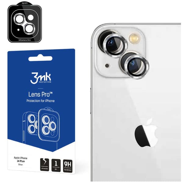 Kameraglas til iPhone 14 Plus 9H til objektivet i 3mk Lens Protection Pro-serien - Sølv