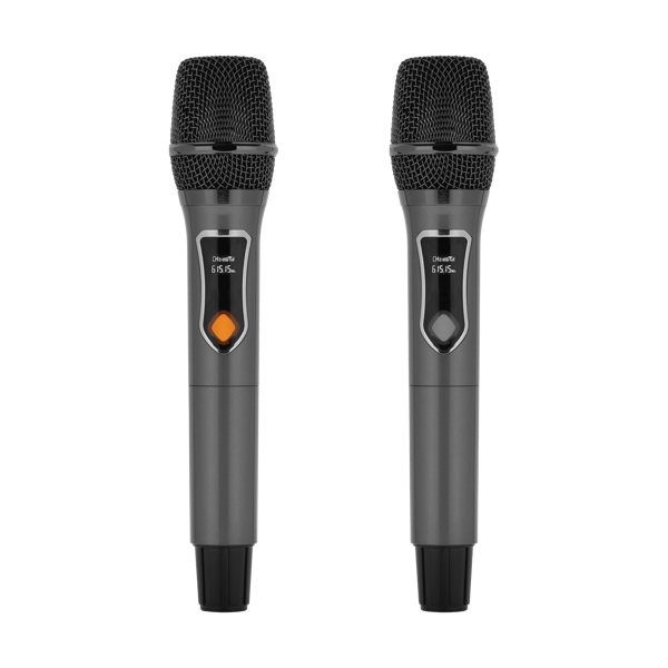 Aktiivinen kaiutin (2 langattomalla UHF-mikrofonilla, SD, Bluetooth, FM, USB, LED) 60 wattia