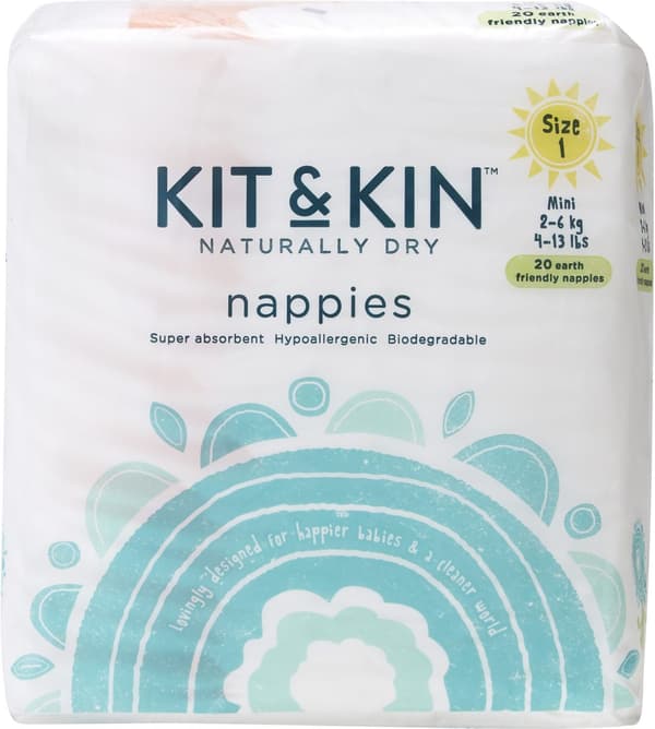 Kit and Kin Bionedbrydelige bleer 1, 2-6 kg, 20 stk.