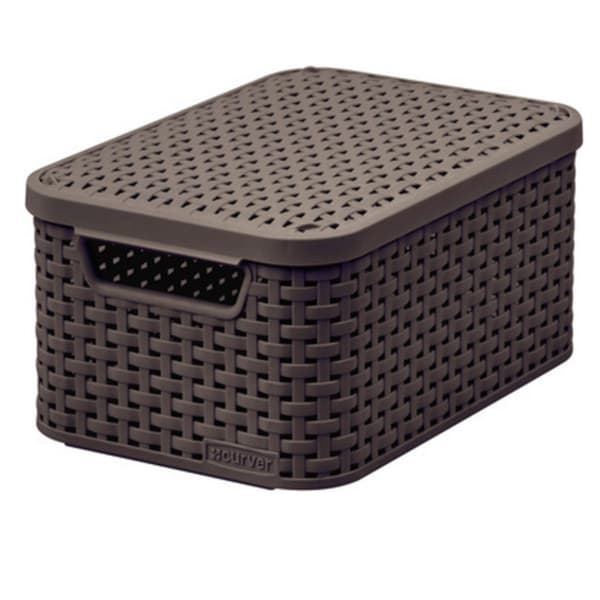 Korg med lock Curver Rattan Style S mörkbrun