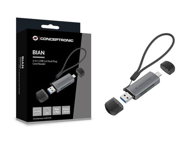 CONCEPTRONIC Kortläsare USB-C/USB-A -> Micro SD/TF svart