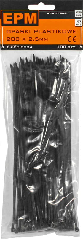 PLASTIKSTRAPSER PA6.6 100 STK. SORT 80*2.5