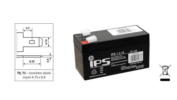 AGM-batteri 12V 1.3Ah