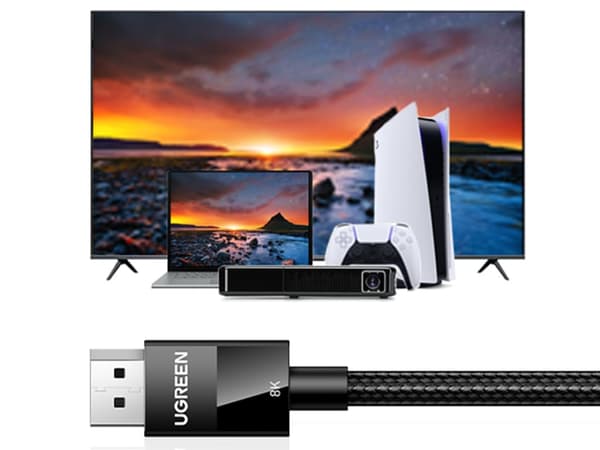 UGREEN 80390 2xDisplayPort 1.4 hane-hane flätad videokabel 1m
