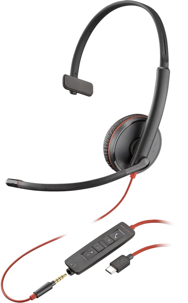 Poly Blackwire C3215 Monaural Headset+Bärväska (Bulk)