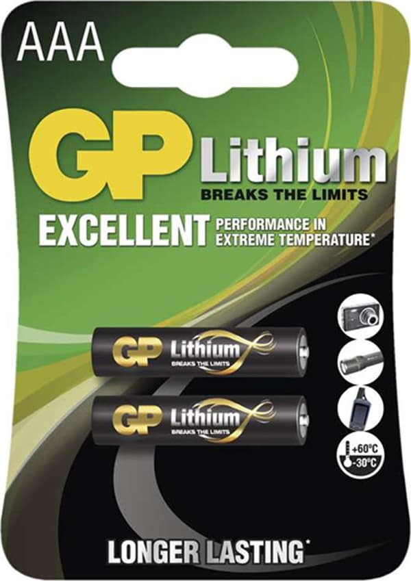 Litiumparisto, AAA, 1,5V, GP, läpipainopakkaus, 2 kpl