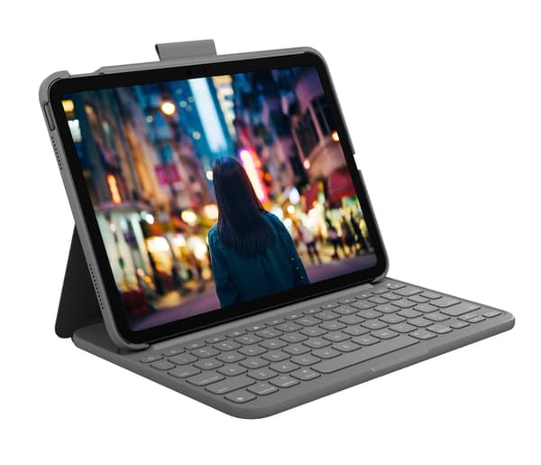 Logitech Slim Folio Harmaa Bluetooth QWERTY Tanska, Suomi, Norjalainen, Ruotsi