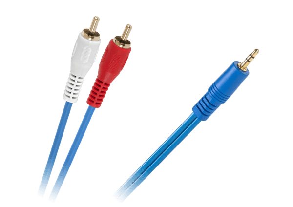 Kabel Jack 3.5mm - RCA (Cinch) x2 3m blå (KPO2749)