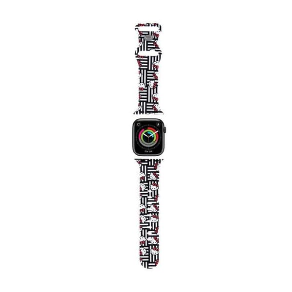 HELLO KITTY STRIPE HKAWMSDIESK APPLE WATCH 38 /40 / 41MM SORT / SORT REM SILIKONE HOVEDER & STRIBER