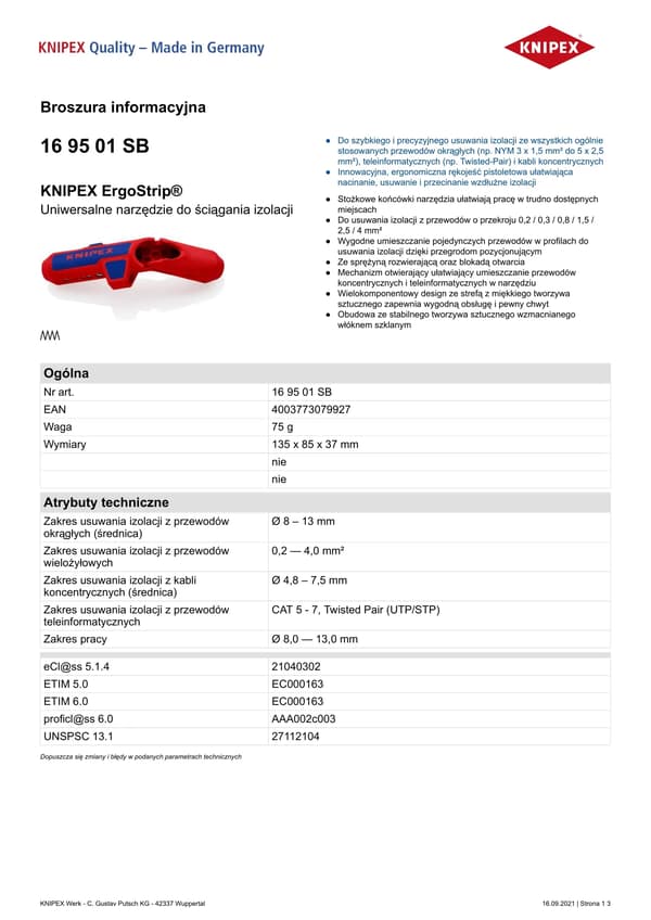 KNIPEX ErgoStrip Universal Afisoleringsværktøj