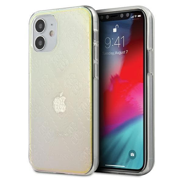 Guess, GUHCP12S3D4GIRBL iPhone 12 mini 5,4\" Hardcase iriserende/opal 4G 3D-mønsterkollektion
