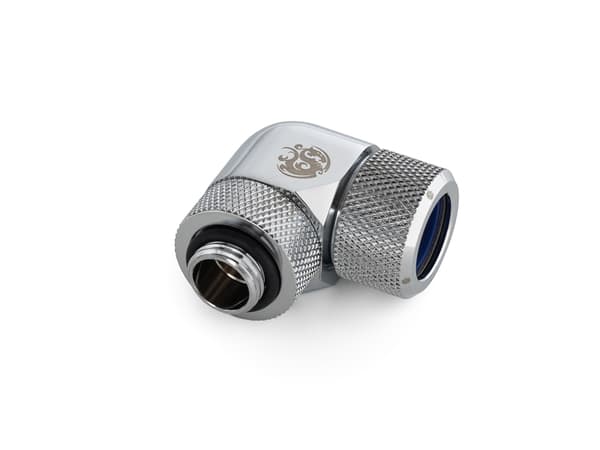 Bitspower Advanced 90 graders G1/4 tum AG-adapter för 14 mm AD hårdtub - roterande, silver