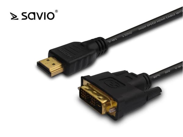 Kabel Savio HDMI - DVI-D 1,8m sort (cl-139)