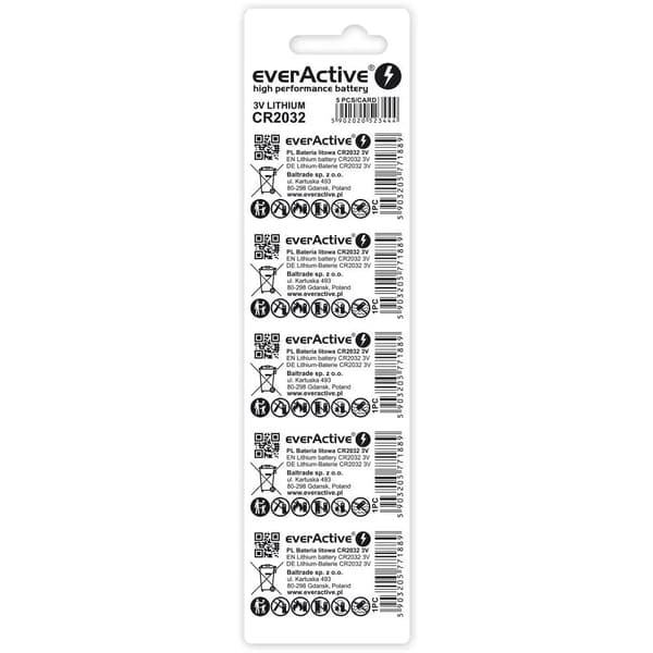 Everactive Lithium Batterier CR2032 225mAh 5 stk CR20325BL