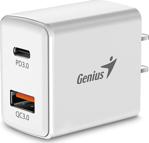 Genius-sovitin/verkkolaite 20W, 2-porttinen, USB-C, USB-A, PD-20AC