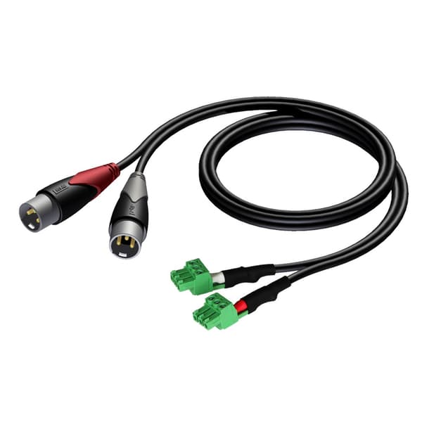 PROCAB CLA834/1 2 x XLR hane - 2 x kopplingsplint (3p - 3,81mm) 1 m