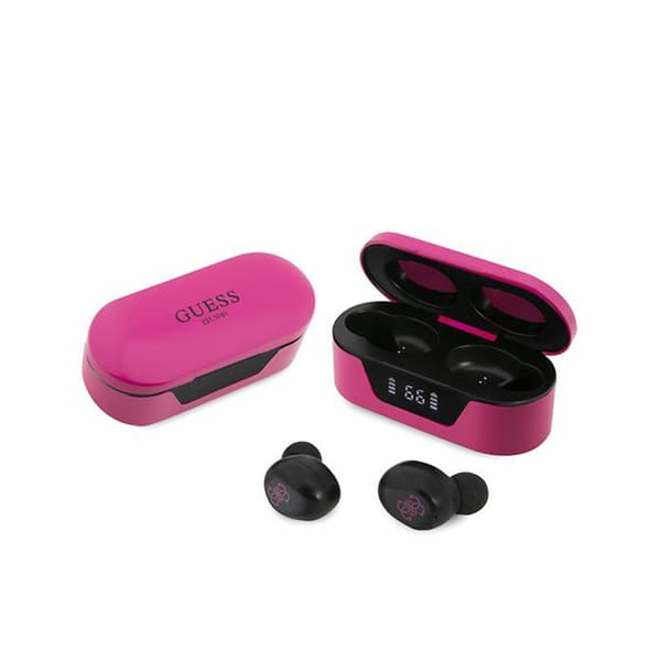 GUESS BLUETOOTH HÖRLURAR GUTWST31EM TWS + MAGENTA DOCKNINGSSTATION