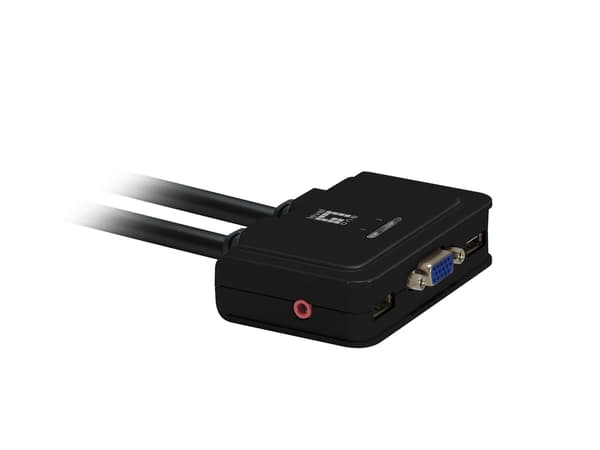 LevelOne KVM-switch 2 PC VGA+USB+Ljud Kompakt