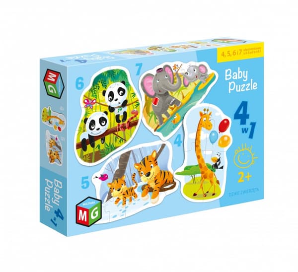 Baby Puslespil 4i1 Vilde Dyr