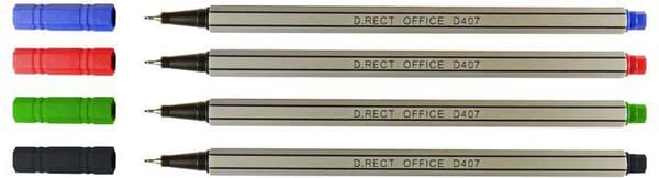 D407 fineliner sort (12 stk) D.RECT