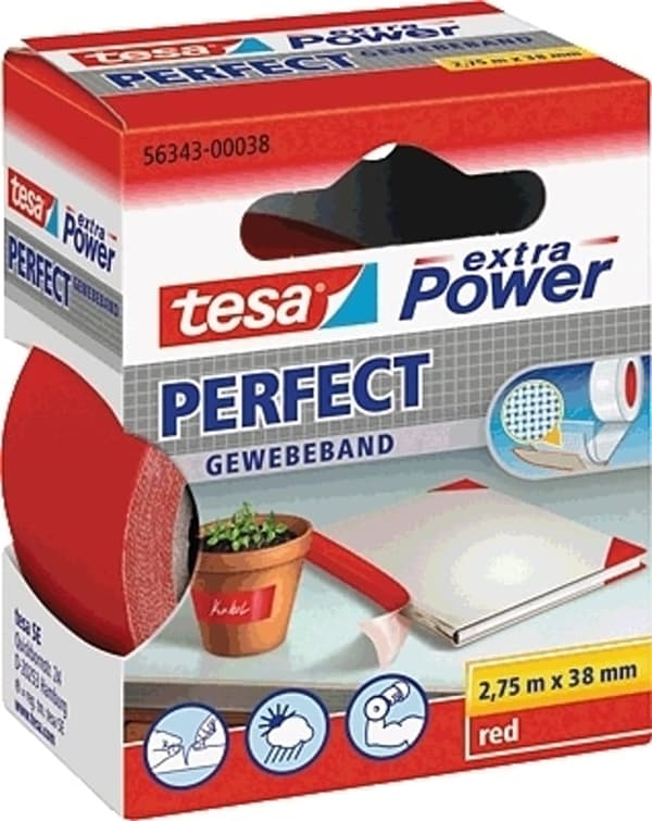 Tesa tesa extra Power Perfect tygtejp 2,75m 38mm röd