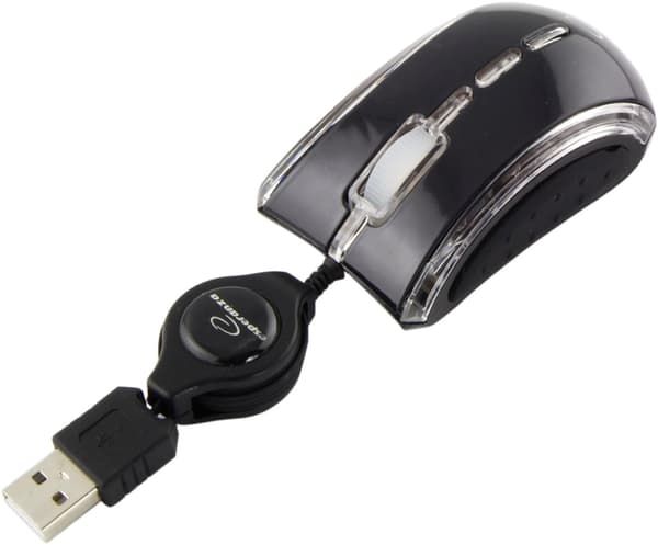ESPERANZA CELANEO 3D KABLET OPTISK MUS USB MED INDTRÆKKELIGT KABEL SORT
