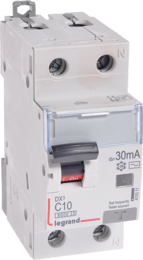 Legrand fejlstrømsafbryder 2P 10A C 0,03A type AC P312 - 411011