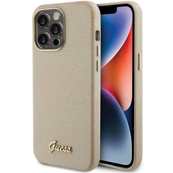 Etui Guess GUHCP15XPGMCSD til iPhone 15 Pro Max 6,7\" rosa/lys guld hardcase Glitter Glossy Script