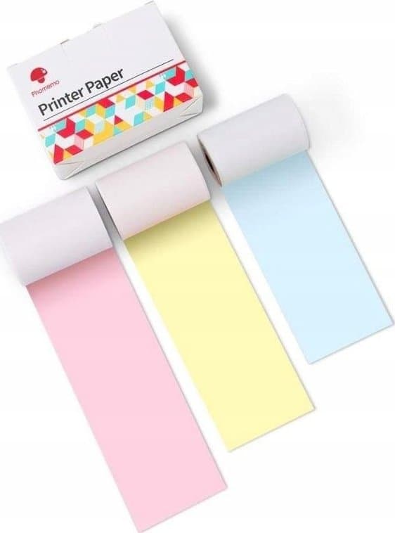 Phomemo Papirindsats Farverig 3x Rulle 53mm til Phomemo T02 M02 PRO M03 M04S/Q22-RMYPB