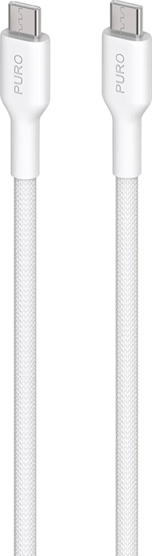 PURO Fabric - Kraftigt USB-C til USB-C kabel 1,2m (hvid)