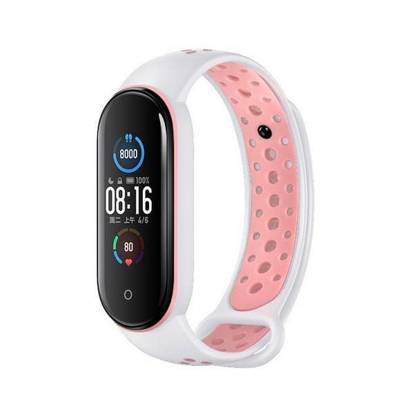 Beline Armband Design Mi Band 7/6/5 vit/rosa/vit-rosa