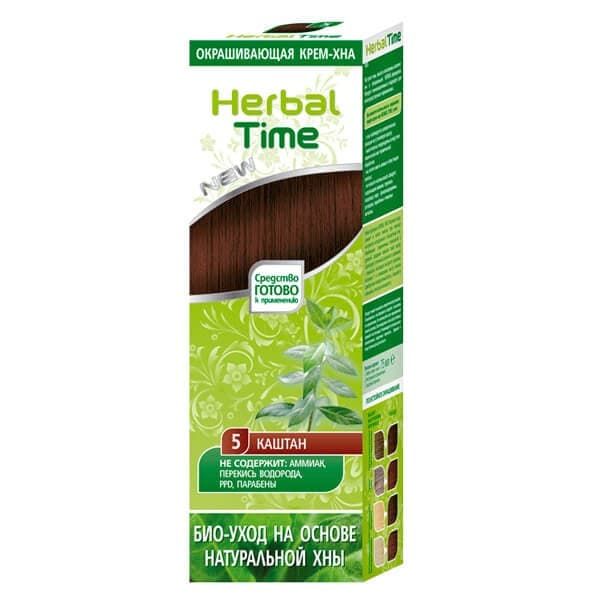 HERBAL TIME Naturlig Hårhenna 5 Kastanj