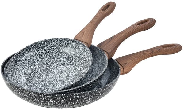 3 GRANITKASSEROLLER GRANIT TRÄ KINGHOFF KH-1030