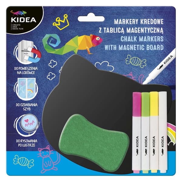 Set med kritmarkörer med magnetisk tavla KIDEA