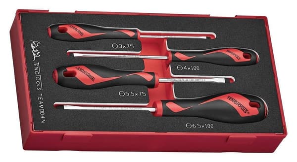 Litteä poranteräsarja TENG TOOLS TEAMD04N, 4 kpl