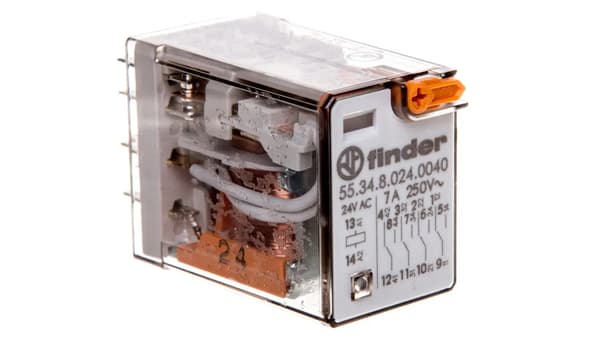 Miniature Transmitter 4P 7A 24V AC Test Button Mechanical Work Pointer AgNi 55.34.8.024.0040