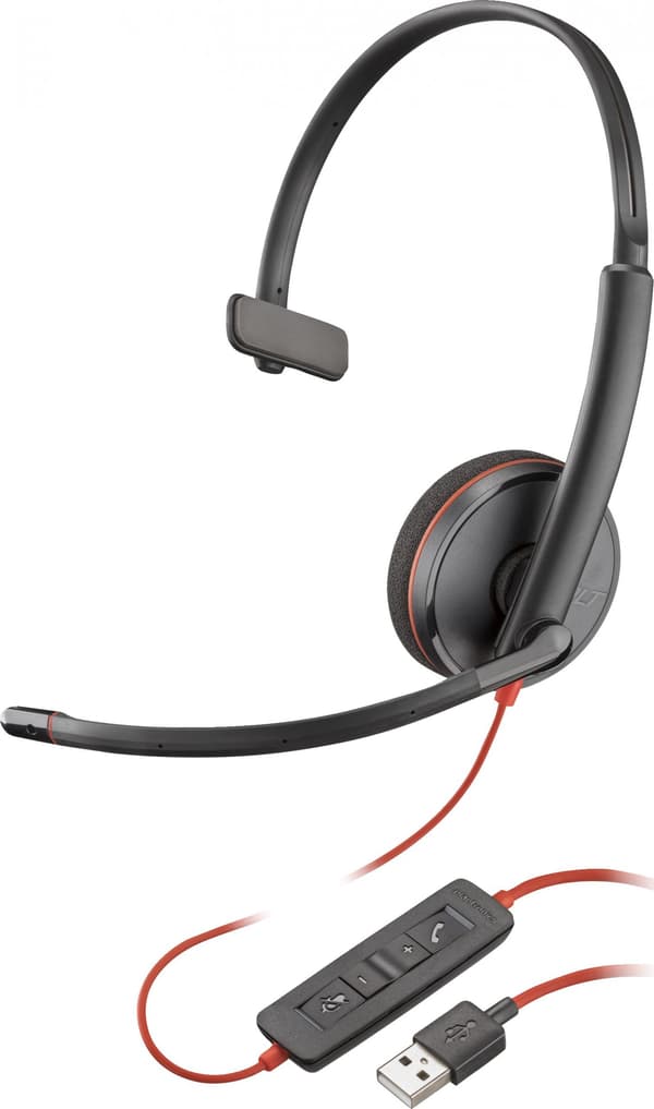 Poly Blackwire 3210 Monaural USB-A Headset (Bulk)