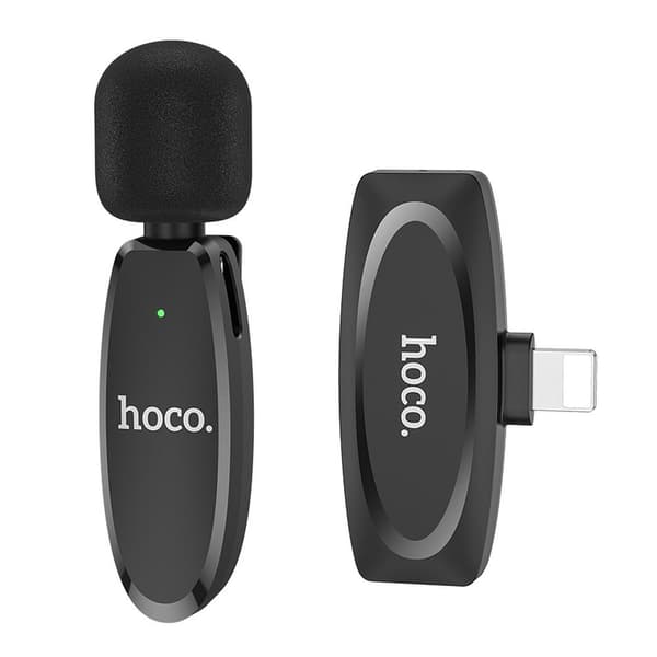HOCO trådløs lavaliermikrofon Lightning L15 sort