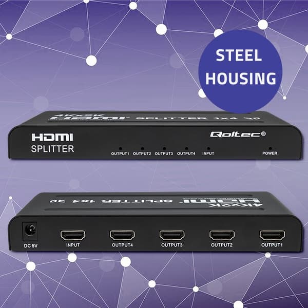 Qoltec Active Splitter Splitter 4 x HDMI 4K x 2K | 3.4Gbps | Hög stabilitet